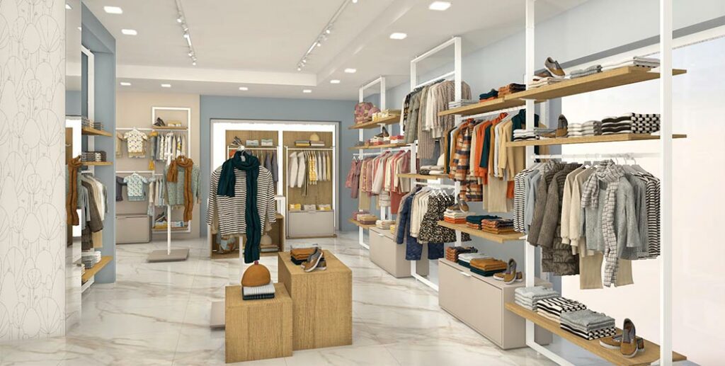 Progettazione negozio abbigliamento bambino a cura di Spettacolo Design