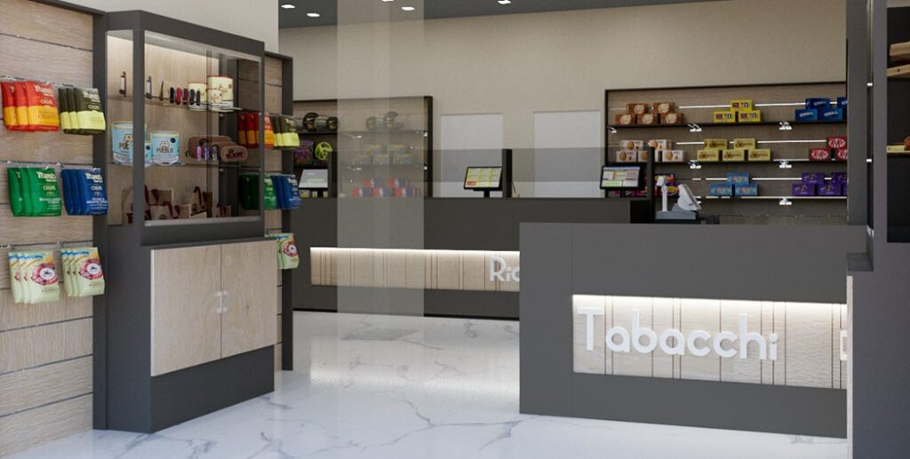 Spettacolo Design per tabaccheria Giangrande di Taranto: il progetto